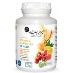 Aliness Witamina C 1000 mg Plus z Cynkiem – bioflawonoidy, rutyna, acerola, 100 kapsułek VEGE