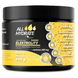 Elektrolity Lemon + Kofeina 345 g ALLHydrate Aliness – sód, potas, magnez, wapń, fosfor