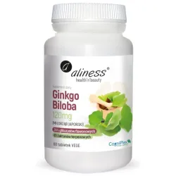 Ginkgo Biloba Aliness 120 mg 60 tabletek vege – Miłorząb japoński, naturalny ekstrakt roślinny