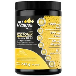 Izotonik Lemon + Kofeina 745 g ALLHydrate Aliness – elektrolity sód potas magnez wapń fosfor + kofeina