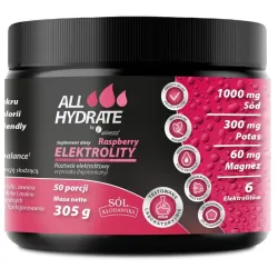 Elektrolity Raspberry 305 g ALLHydrate Aliness – sód potas magnez wapń fosfor, smak malinowy