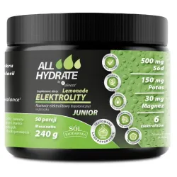 Elektrolity Lemonade Junior 240 g ALLHydrate Aliness – sód potas magnez wapń fosfor, smak lemoniady