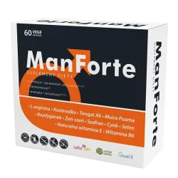 ManForte 60 kapsułek Medicaline – L‑arginina, kozieradka, muira puama, buzdyganek, żeń‑szeń, szafran, cynk, selen