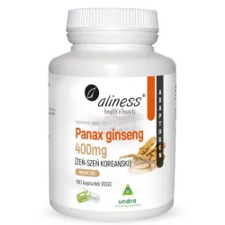 Panax Ginseng 400 mg 100 kapsułek Aliness – żeń‑szeń koreański, ginsenozydy